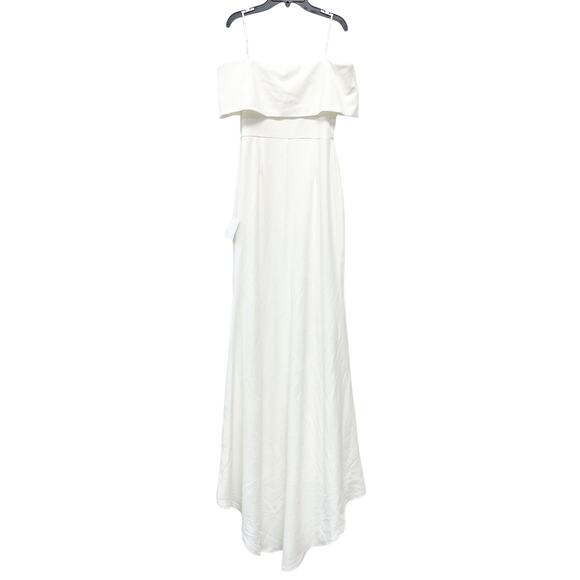 Lulus Womens Exceptional Romance White Off the Shoulder Mermaid Maxi Dress M - Picture 3 of 10